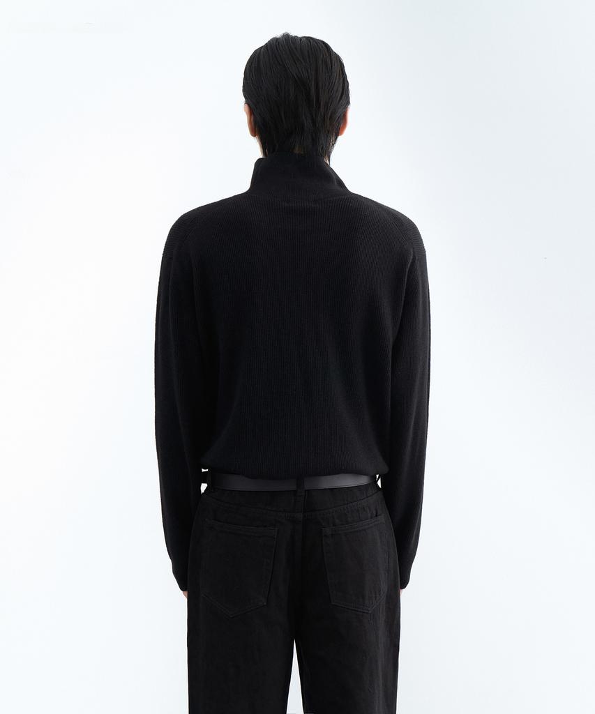 MUSINSA STANDARD [Victoria Wool] Minimal Ribbed Turtleneck Knit [Black]