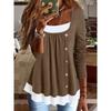 JPNTKY Women's Fashion Casual Long Sleeve U-Neck Blouses & Shirts
