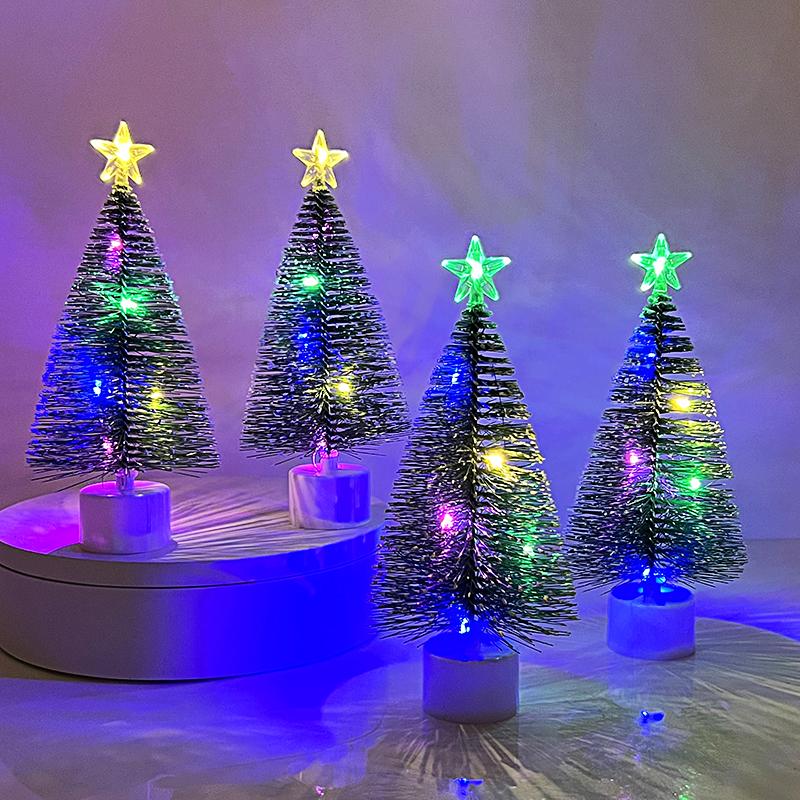 3/1pcs Luminous Christmas Tree Mini Desktop Ornaments Xmas Home Decoration New Year Christmas Party Gifts Supplies Random Color