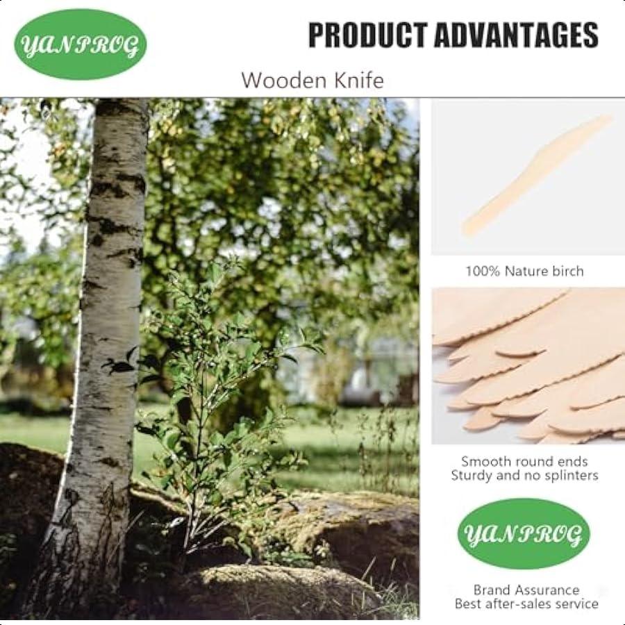 

Деревянный нож одноразовый 6,5 Компостируемые вилки 100 шт Биоразлагаемые вилки Натуральная береза Экологичный Подходит для вечеринок Кемпинги United States