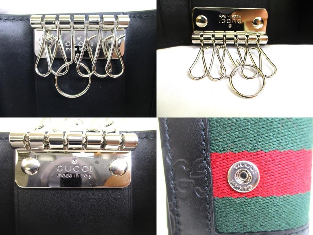 Authentic GUCCI Guccissima Black Leather 6 Pics Key Cases #a781  Refurbished