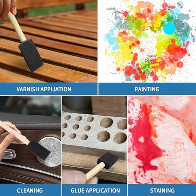 C-Convenient-1 Inch Foam Paint Brushes,100Pcs Painting Sponges-Foam Brushes Sponge Brush For Painting,Crafting,Acrylics,Stains