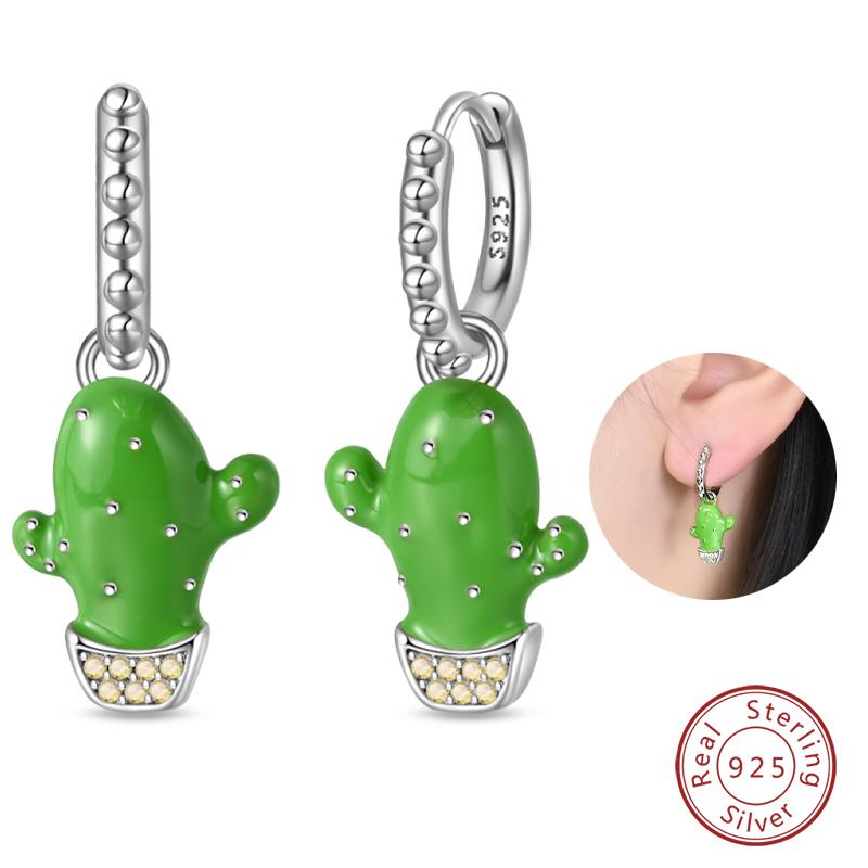 100% 925 Silver Colorful Butterfly Ladybug Rose Bow Pendant Earrings For Women Fashion Anniversary Party Jewelry Gifts