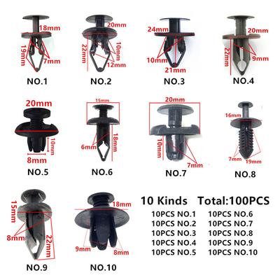New 100X Mixed Plastic Auto Fastener Bumper Clip Push Pin Rivet Car Panel Trim Clip