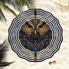 Kaijit - Majestic Owl Design 3D Hanging Wind Chime with Golden Mirror Reflection, Bird Deterrent Outdoor Decor for Garden & Weddings