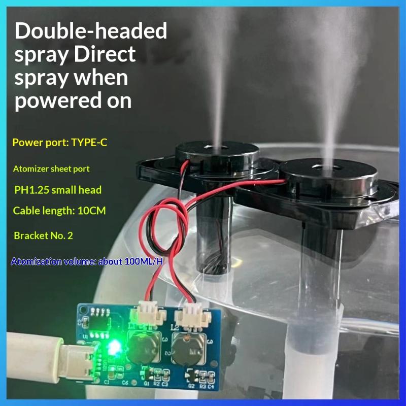 1 Set Dual Spray Electrified Direct Spray No Switch Ultrasonic Atomizer Humidifier Module Type C Dc5V Single Module