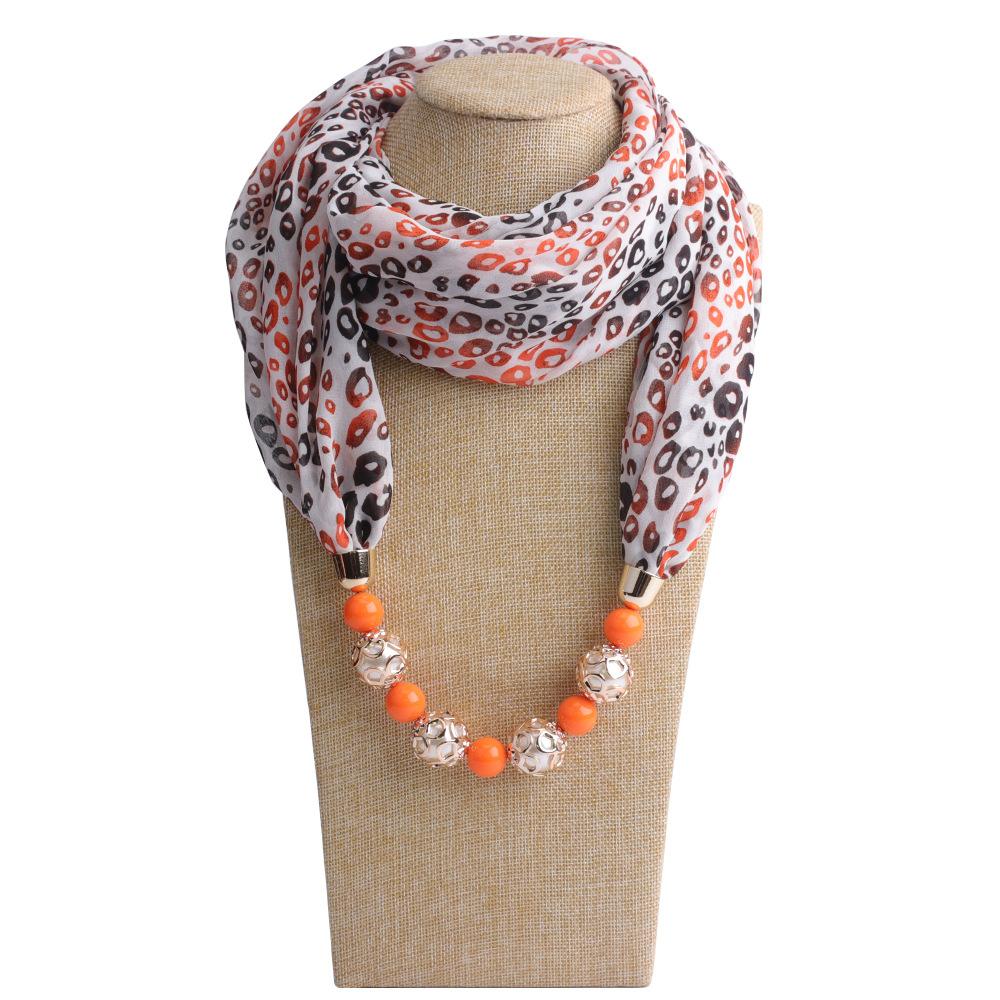 Chiffon Scarf Spring and Summer Women's Pearl Necklace Pendant Scarf Rainbow Scarf Clothing Accessories Scarf