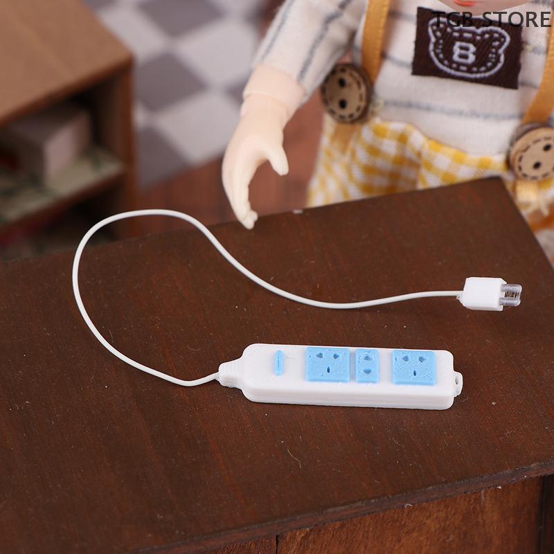 1Pcs 1/12 Dollhouse Socket With Cable Model Home Appliances Accessories Dolls House Decoration Kid Pretend Play Toys