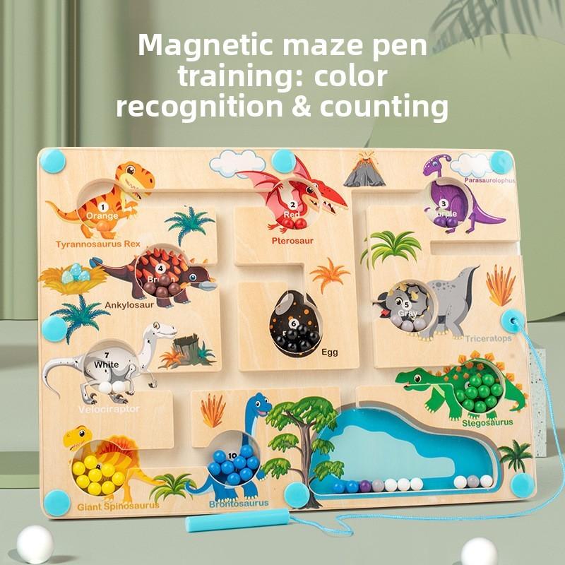 Dinosaur Magnetic Bead Maze Toy For Kids Educational Learning And Fine Motor Skills