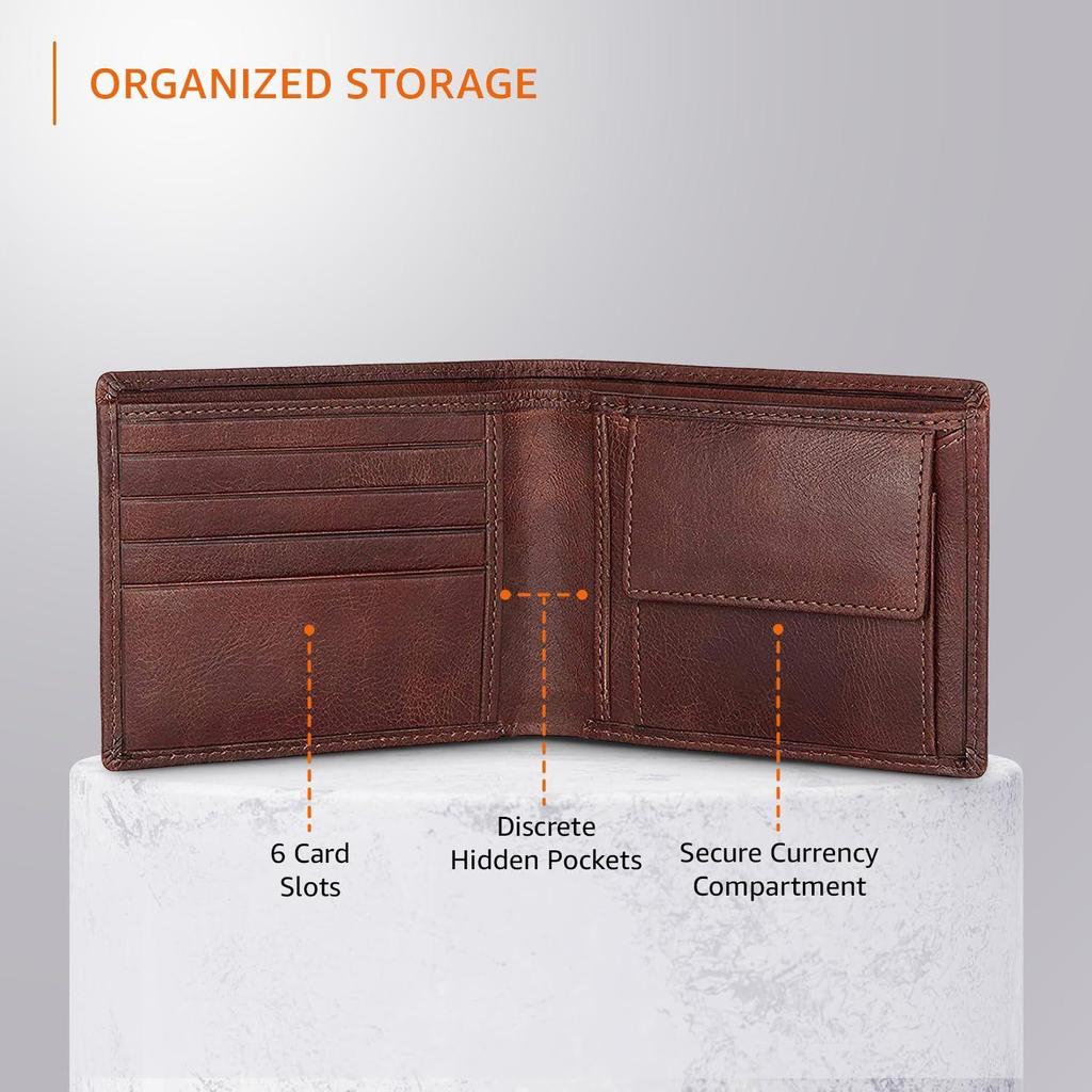 Leather Wallet | Classic Style & Functional Design | Premium Leather Craftsmanship | 6 Card Slots, 2 Cash Compartments, 2 Secret Slots, Coin Pocket