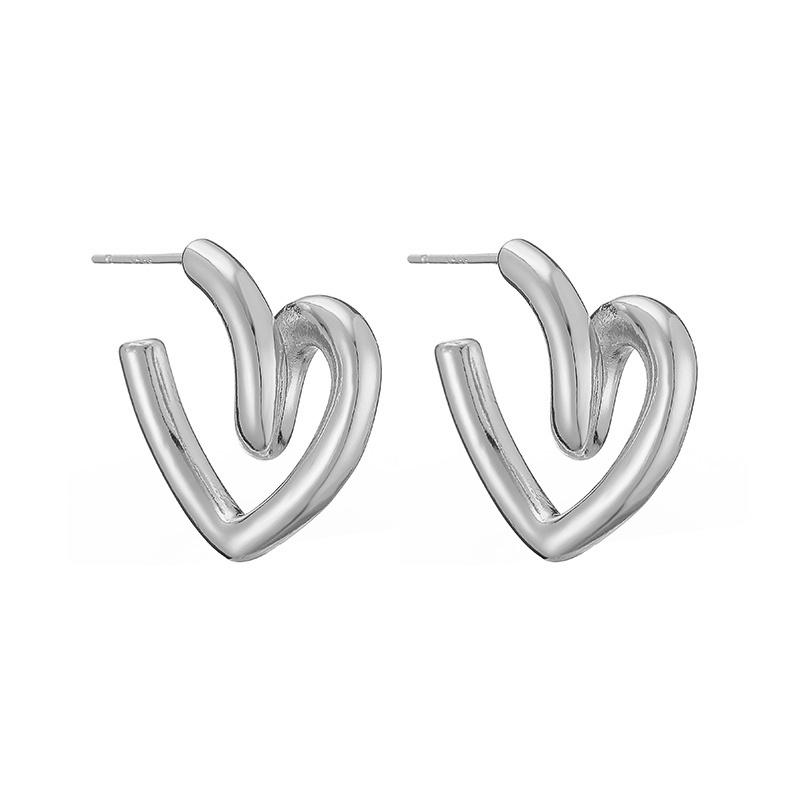 HECHENG,Creative Gold Color Geometric Irregular Hammered Earrings Vintage Twisted Hoop Earrings Set for Women Zircon