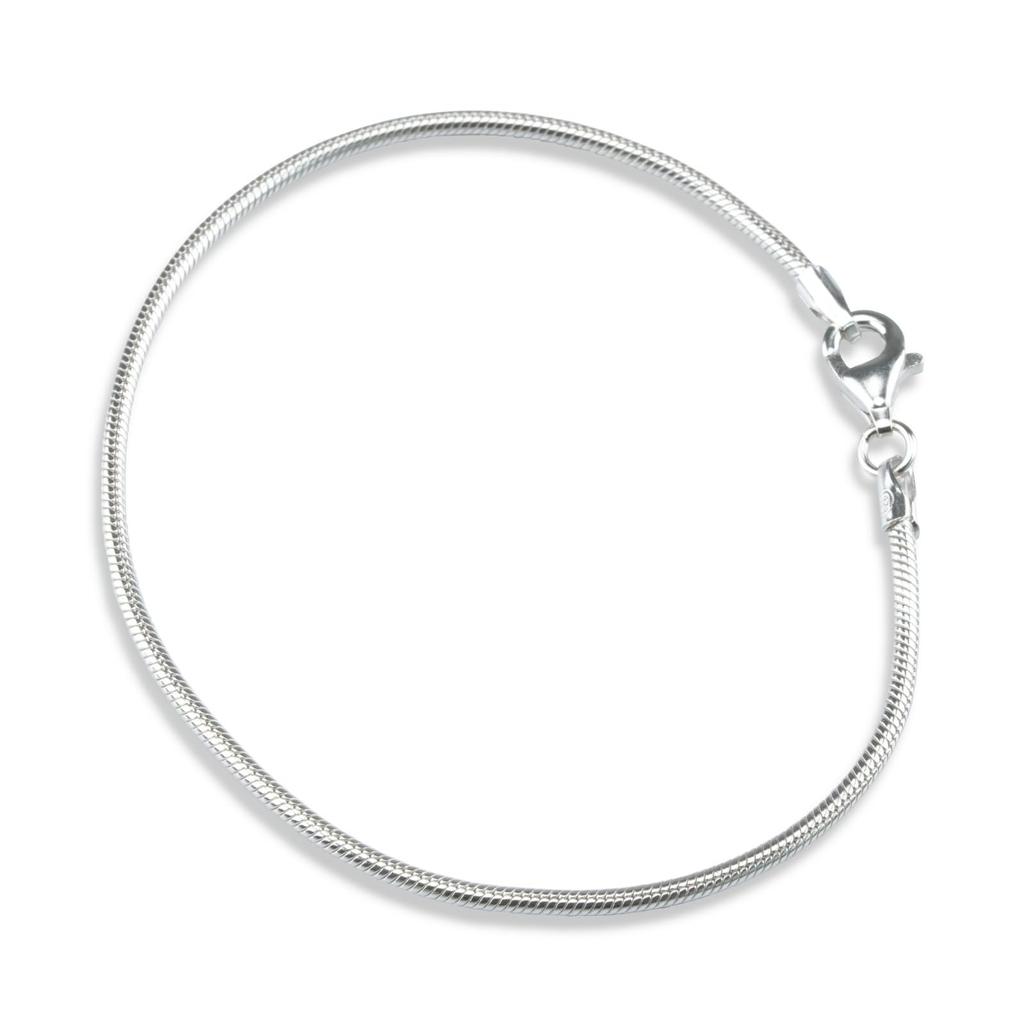 EPIC BOLEN Sterling Silver Snake Chain for Men and 925 Sterling Simple Design Bracelet, 1.5mm Thin, 20cm, Women, Silver,
