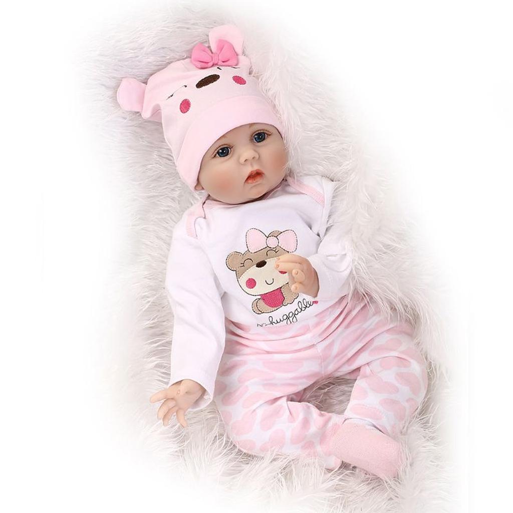 22’’ Baby Cuddle for Doll Reborn Realistic Toddler Girl for Doll Lovely Heavyweight Lifelike Toy for W/ Blue/Brown Eyes
