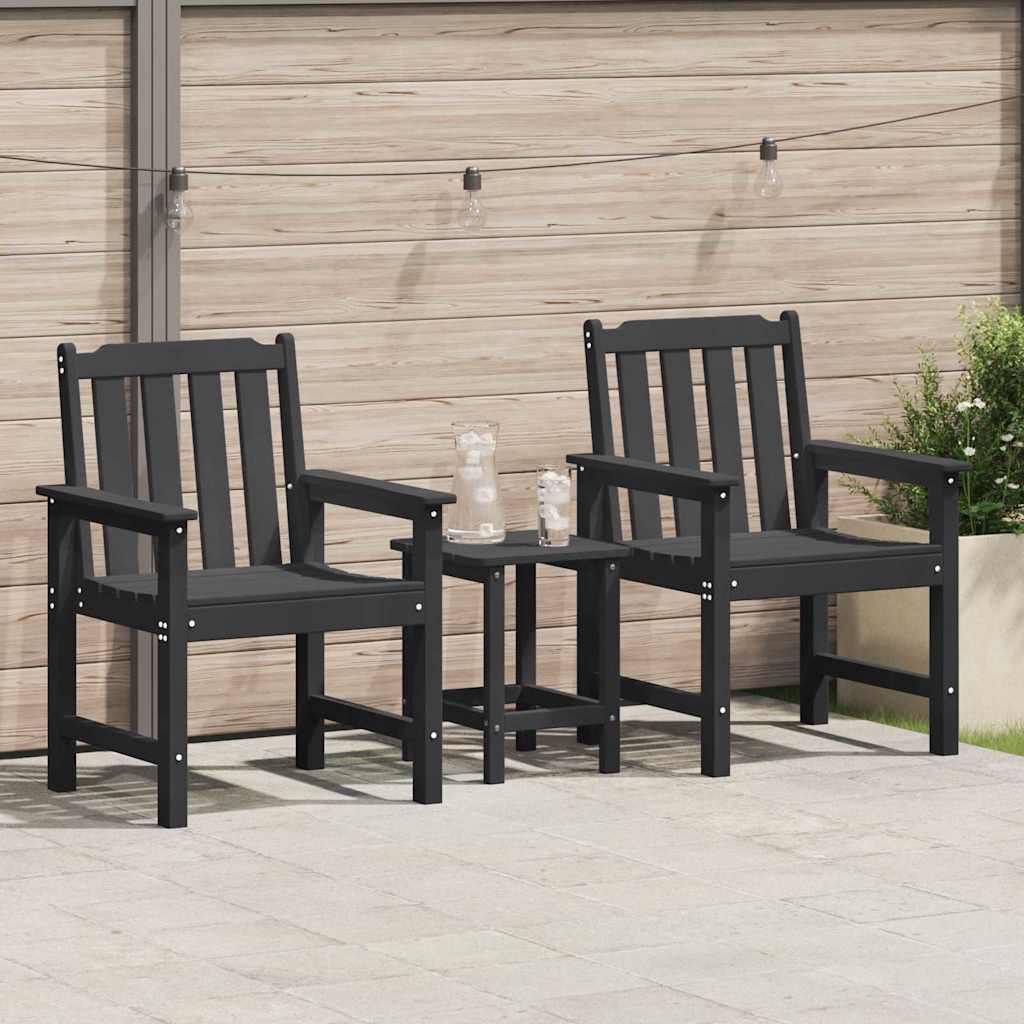 Garden Dining Chair Set 2 pcs Black 65.5 x 59 x 88 cm HDPE