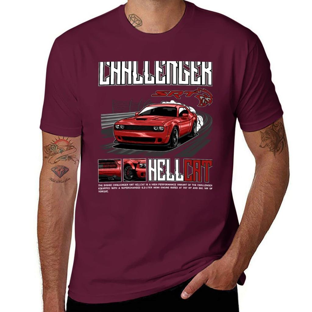 Challenger SRT Hellcat T-Shirt quick-drying aesthetic clothes T-shirt men