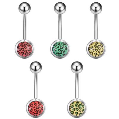 Europäischer und Amerikanischer Leopard Edelstahl 5-Farben Bauchnabelpiercing Bauchnabel Bauchnabelschnur Schnalle