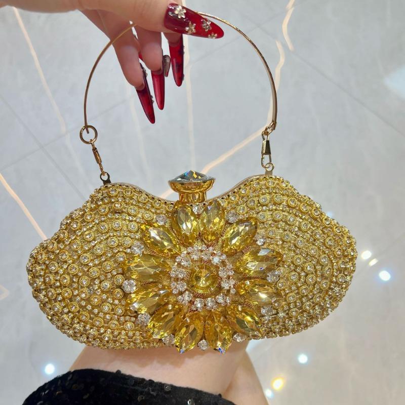 

Модная сумочка со стразами и бриллиантами, сверкающий бриллиантовый клатч и вечерняя сумка золотой