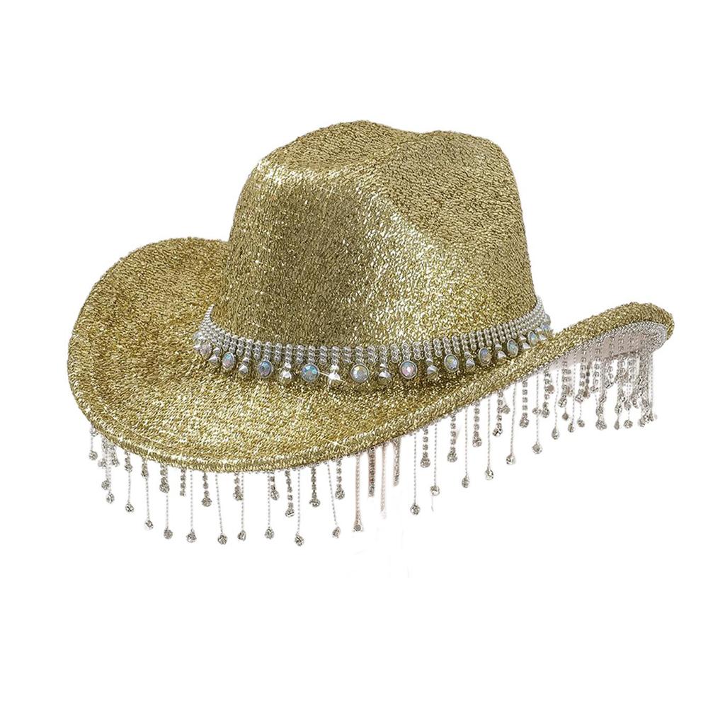 Eye-catching Crystal Cowboy Hats Bride Hat Panama Hat for Bachelorette Party Cowboy Hats for Club Stage Shows