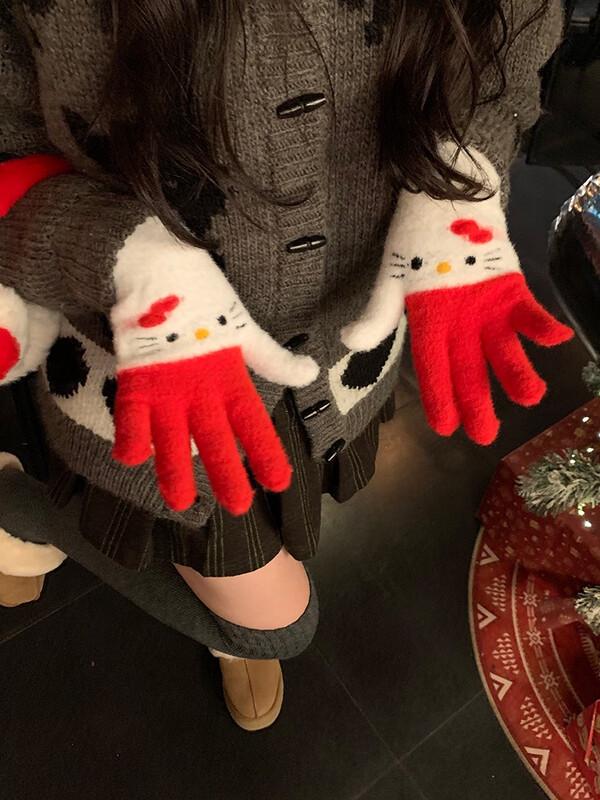 Kitty Cat Winter Plush Gloves