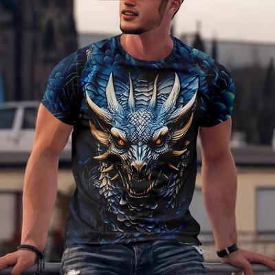 Funny 3D Dragon Print Men's T Shirt Casual O-neck Loose Short Sleeve Tops Summer Breathable Fashion Clothing Street Hip Hop Tees
