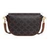 Celine Folco Brand Logo Print Design Leather Trim Shoulder Bag Women Shoulder Bag Brown 122652GTL-04LU