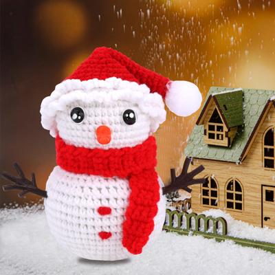 Weihnachts-Häkel-Anfänger-Set, Schneemann-Design, mit leicht verständlichen Anweisungen, Hände-Fähigkeiten, verbessern, Langeweile lindern, Weihnachts-Schneemann-Häkel-Set