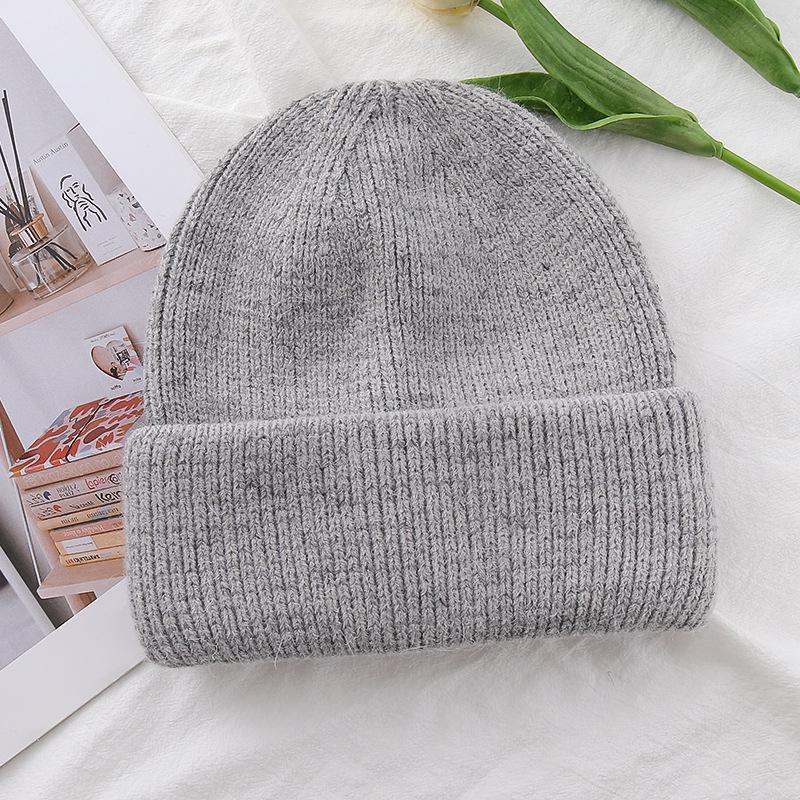 

Жіноча модна в язана шапка-біні з кролячого хутра - Осіння/Зимова тепла шапка - Біла M (56-58cm)