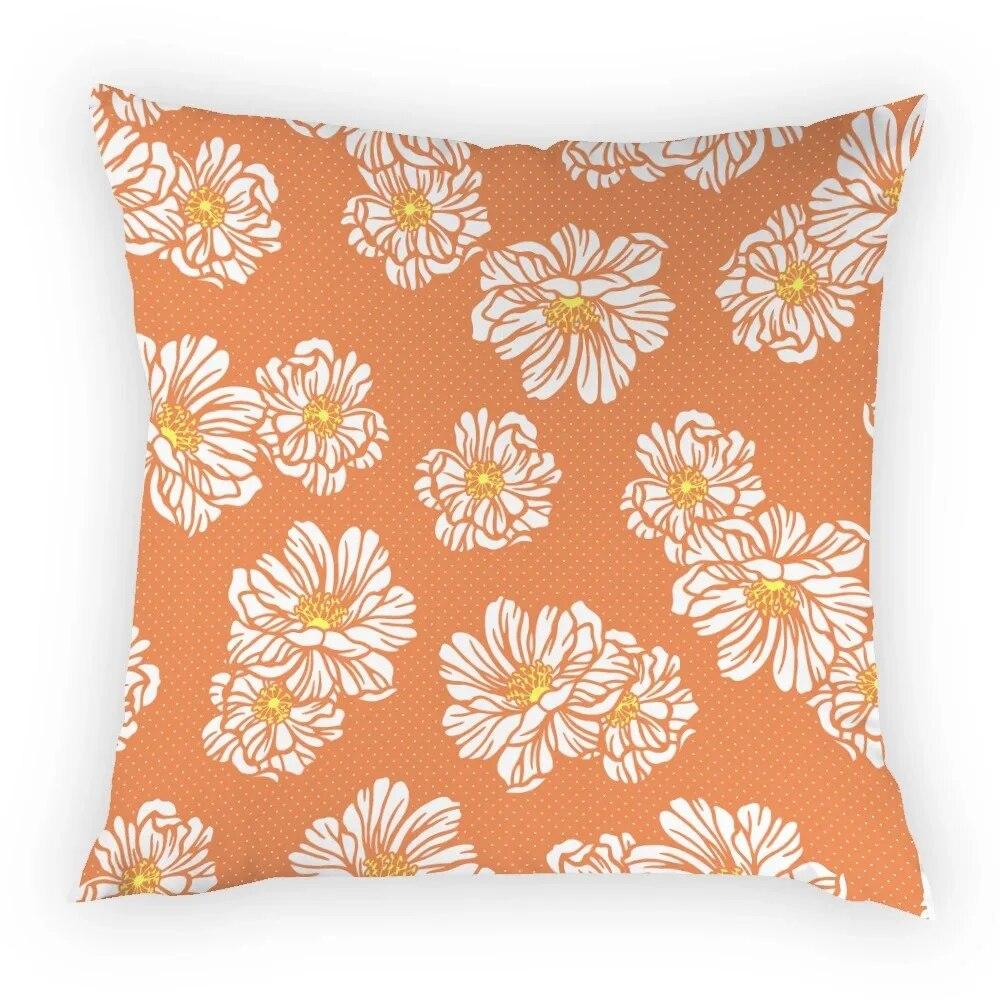 Pillow Case Pillow Flower Daisy Peach Blossom Square Color Sitting Sofa Cushion Cover