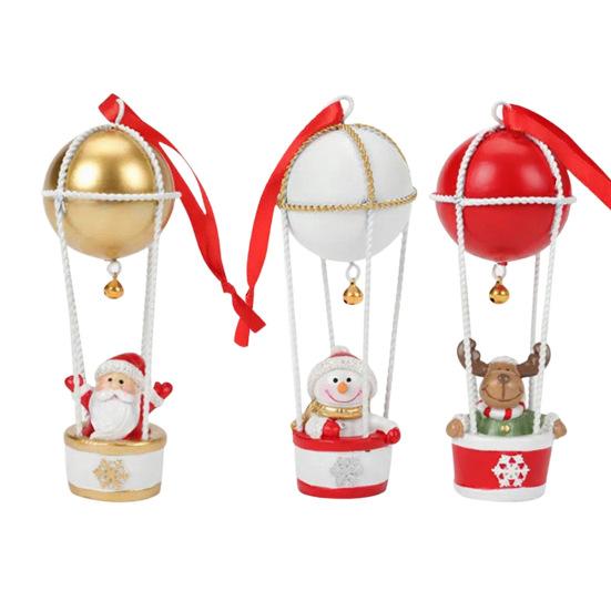 Santa Claus Deer Hot Air Balloon Ornament Iron Father Christmas Hot Air Balloon Decoration Hand-Painted Christmas Tree Decor