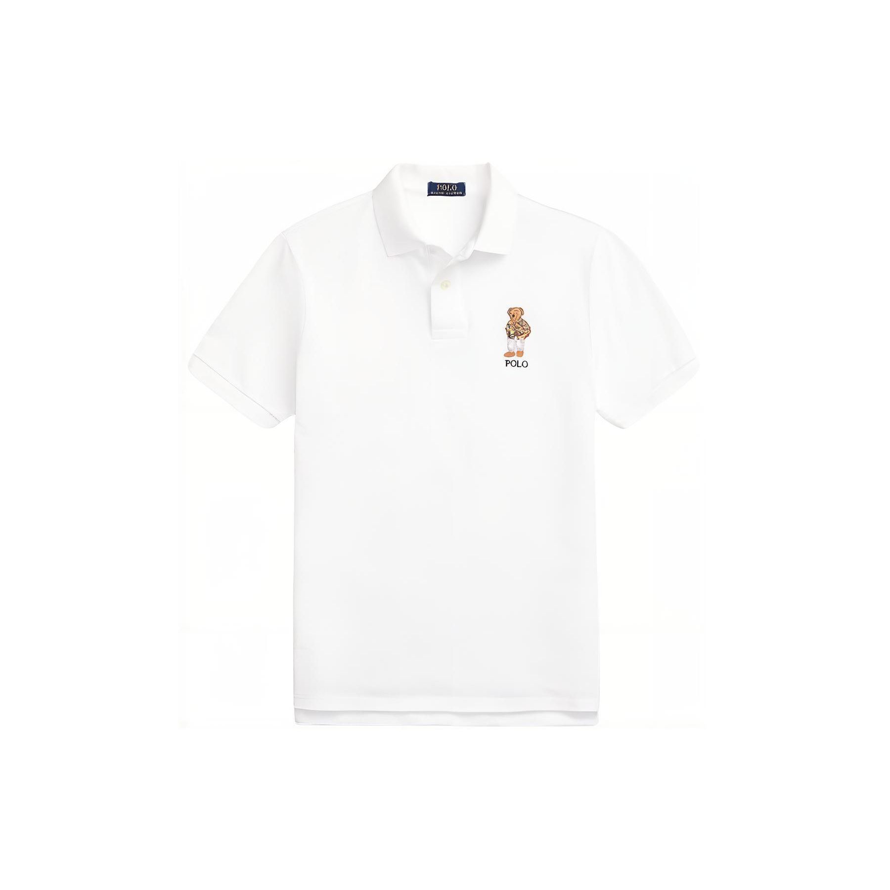 

Мужская рубашка поло Polo Ralph Lauren Custom Slim Fit с принтом букв и медведя, белая, MNPOKNI1N822742-100 L