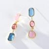 Pinkdudu Romantische 3 Farbe Strass Kupfer Tropfen Ohrringe Mode Rosa Blau Asymmetrische Lange Ohrring für Frauen Schmuck PD1313