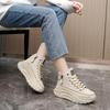 Women's ZY0011 High-Top Sneakers, Autumn 2023, Round-Toe, Thick-Soled, Height-Increasing, Casual Street Style.