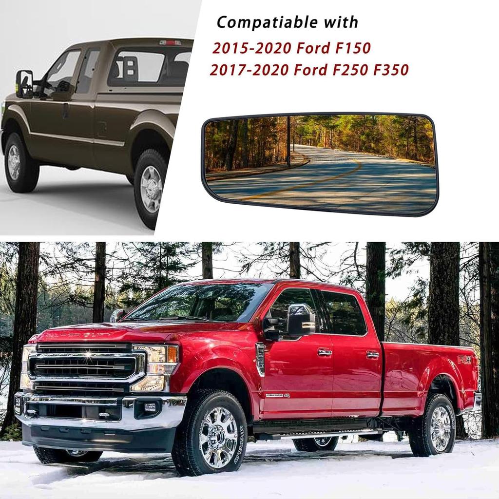 Left Driver Side Heated Lower Mirror Glass Replacement For 2015- Ford F150 2017- Ford F250 F350 - Towing Mirror Convex Side Mirror Glass With Rear