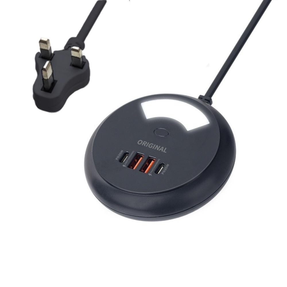 Caricatore Rapido USB PD 35W 4IN1 QC 3.0 Ricarica Rapida Luce LED Touch Tipo-C Spina EU UK US Adattatore di Alimentazione da Tavolo Per Iphone Samsung