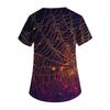Women's Fashion V-neck Short-sleeved Work Uniform With Pockets, Halloween Print Top