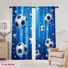 Flat Printing Curtains Soccer Stars Blue Fabric Without Electricity Holiday Decorations Use Door Wall Yard Curtain Set Of 2 Made Polyester Washable