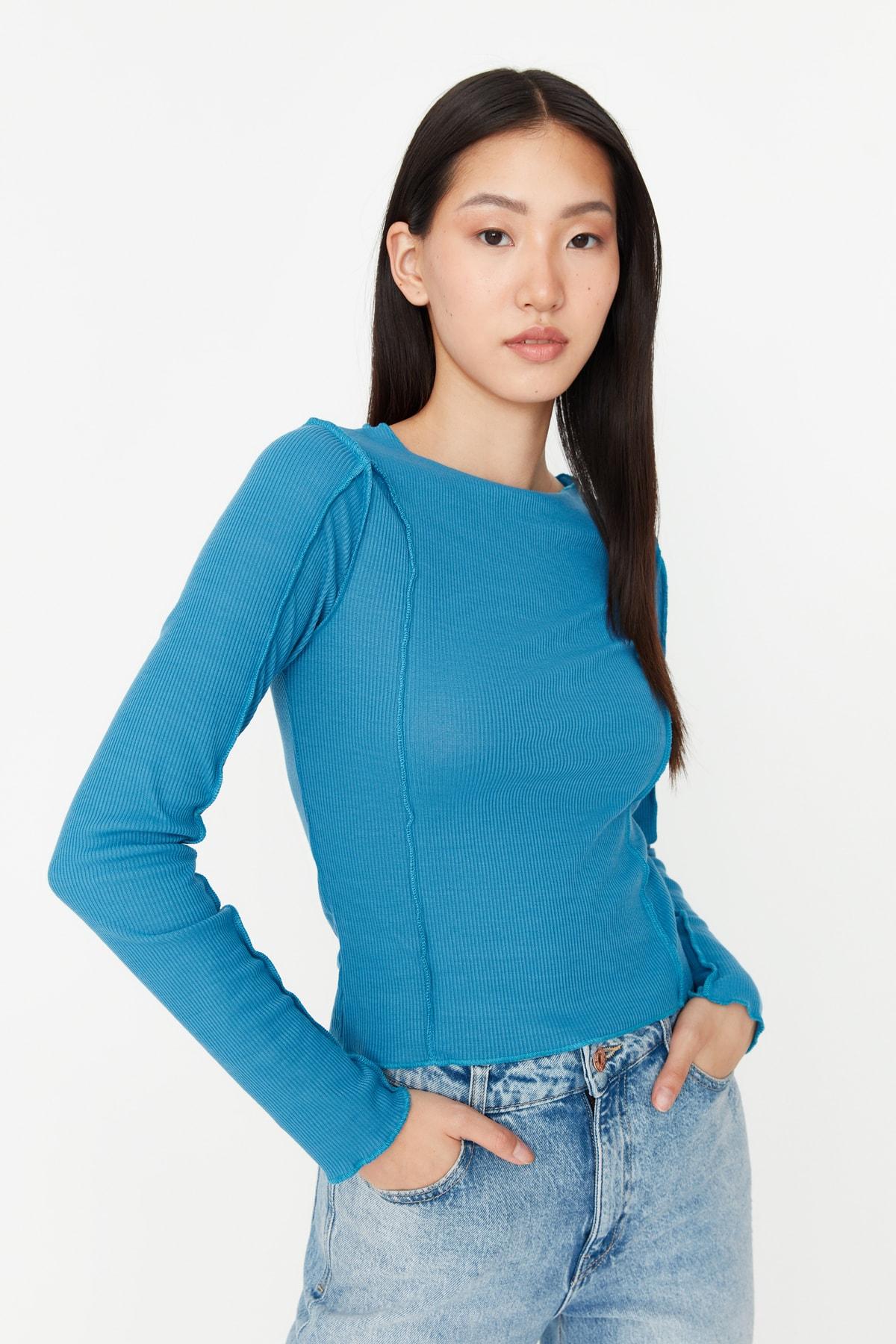 

Блузка - Синяя - Slim fit