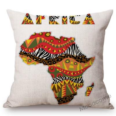 Nordic Africa Map African Tribe Designs Home Decorative Sofa Pillow Case Cotton Linen Wild Life Animal Office Chair Pillow Cover