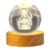 3D Hands Prayer Faux Crystal Ball with Wooden Base Clear Engraved Prayer Hand Ball Night Light Religious Christian Gifts for Women Men