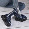 Large Size Woven Women's Boots Old Thick-soled Short Fashion Boots Side Zipper High-heeled Spring and Autumn Versatile Women's Boots