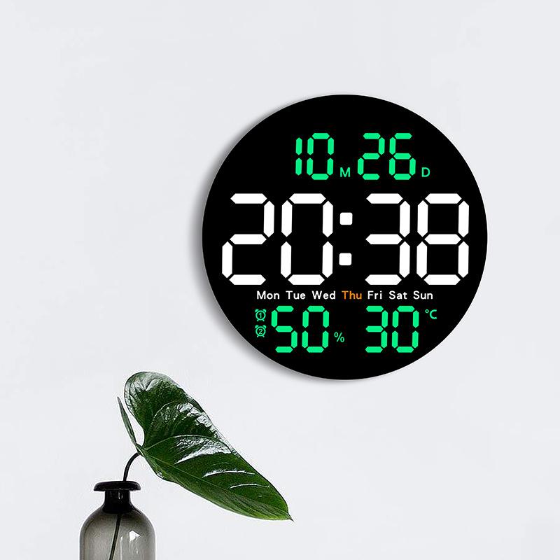 Simple Living Room Wall Clock Electronic Multi-functional Home Clock with Temperature and Humidity Silent Clock