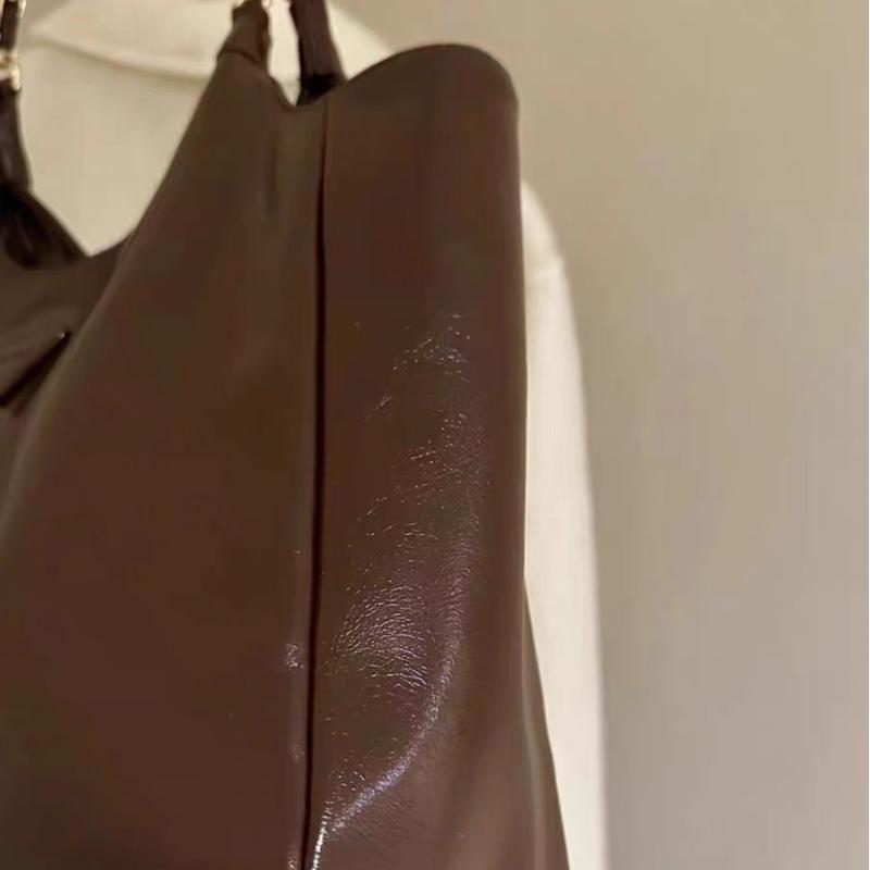 New Fashion Large Capacity Shoulder Bags Vintage Brown PU Leather Women's Tote Bags Chain Underarm Bucket Bags for Commuter