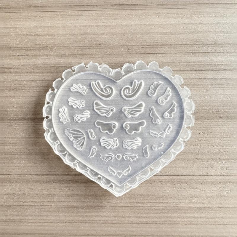 3D Heart Shaped Clear Silicone Nail Art Mold With Multiple Patterns For Diy Nail Decoration Making Tools