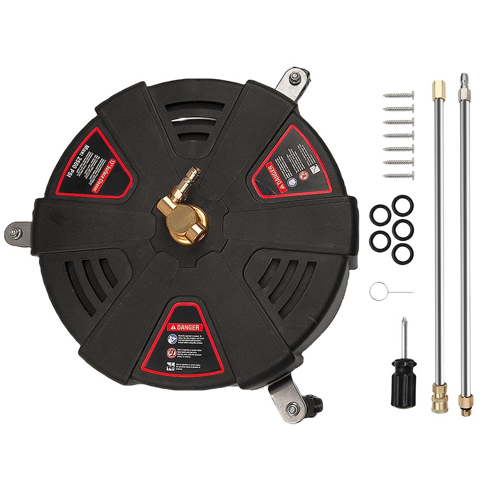 Floor Scrubber 2500PSI Surface Cleaner Attachment with Extension Wand Powerful Pressure Washer Replacement Nozzles with 3 Wheel