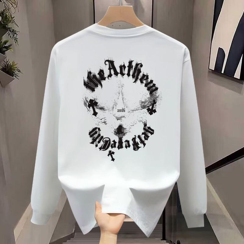 Street Trendy Brand Hiphop Hip-Hop Long-Sleeved T-Shirt Men'S Bottoming Shirt Versatile Crew Neck Half-Sleeved Top