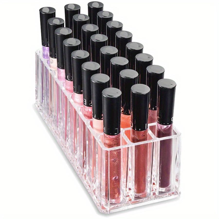 1pc 24 Grid Acrylic Lipstick Storage Box- Transparent Makeup Brush Eyebrow Pencil Lip Gloss Storage Box