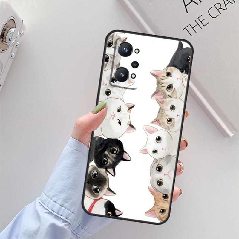 Cute Kawaii Cat For Realme GT 7 Pro GT 6T 6 5 C67 C61 C55 C53 C51 C21Y C25S C75 10 11 12 13 14 Pro Plus Case
