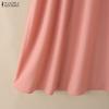 ZANZEA Women Casual Splice Doll Collar Summer Short Sleeve Dress