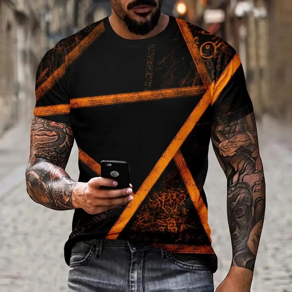 3D Digital Print Short Sleeve Men's T-shirt, Casual Top, Streetwear, Fashion, New, 2024, Plus Size Short Sleeve Comfort