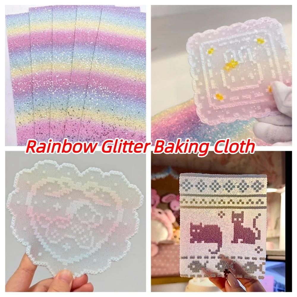 5Pcs Shining Rainbow Glitter Baking Cloth Fuse Beans Beadsheat-resistant Paper Fuse Art Projects